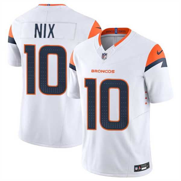 Men & Women & Youth Denver Broncos #10 Bo Nix White 2024 Draft F.U.S.E. Vapor Limited Stitched Jersey